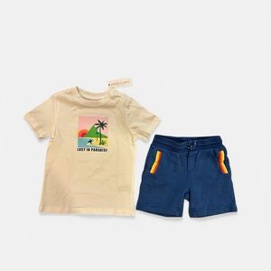 NWT Janie and Jack Lost in Paradise Tee and Preloved Terry Shorts